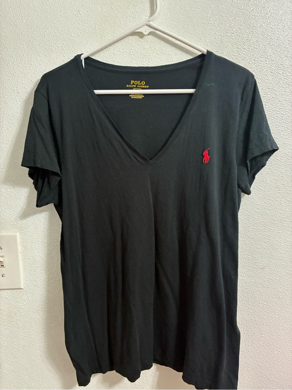 Polo by Ralph Lauren Black V-Neck Tee with Red Pony XL